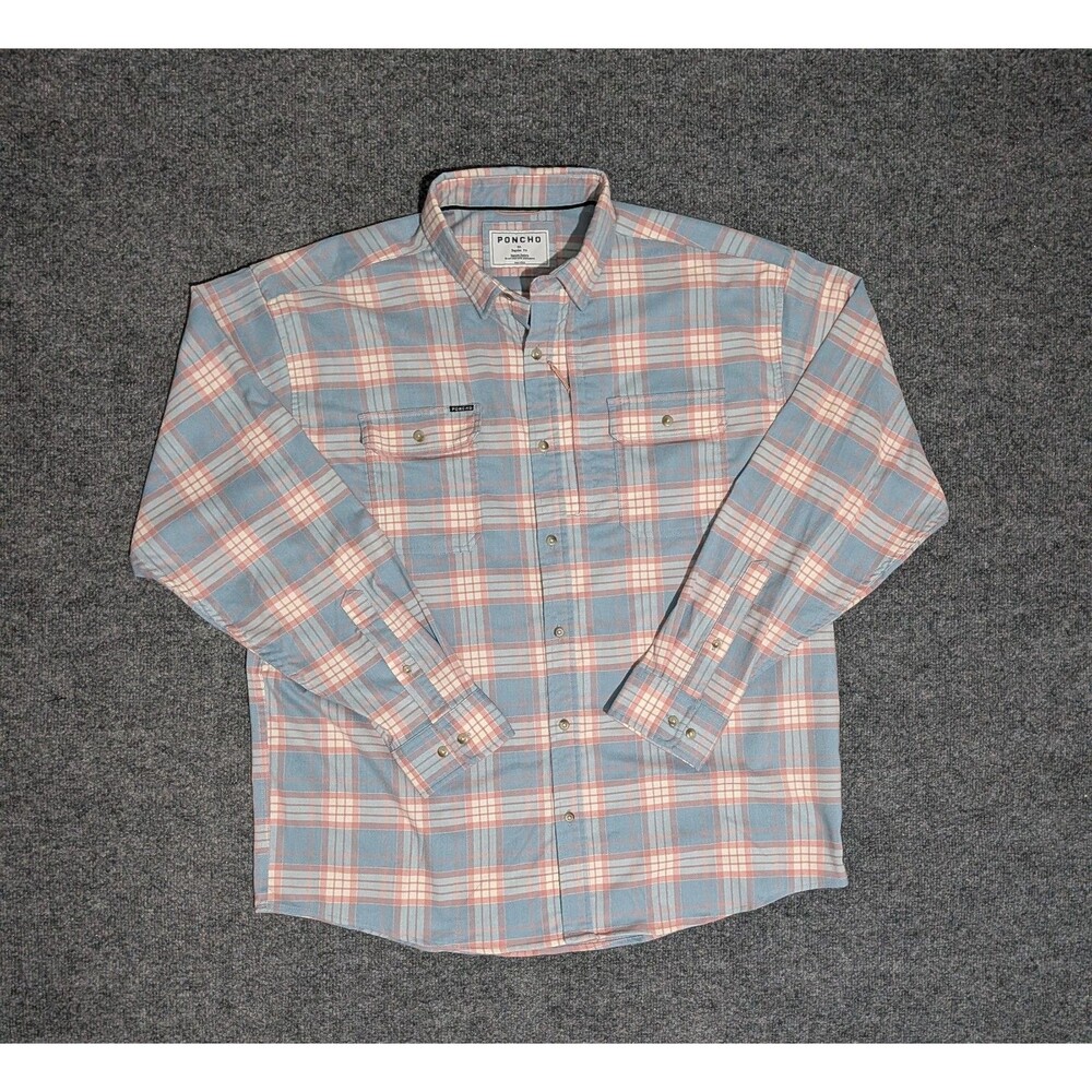 Poncho Flannel Shirt Mens XL Regular Fit Plaid